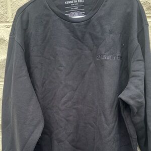 Kenneth Cole Black Embroidered Logo Crewneck Sweatshirt